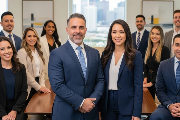 Equipo de abogados de Martínez & Asociados en su oficina de Houston.