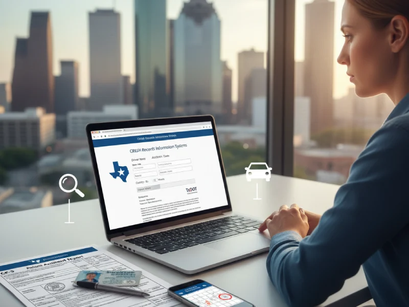 Guía paso a paso para obtener un reporte de accidente de tráfico en Houston CONDADO DE HARRIS, mostrando un documento oficial de Texas (CR-3).